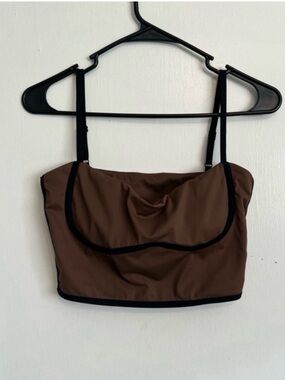 Move with You Brown and black padded sports crop top size large